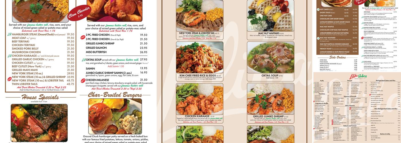 Liliha Bakery Waikiki Menu