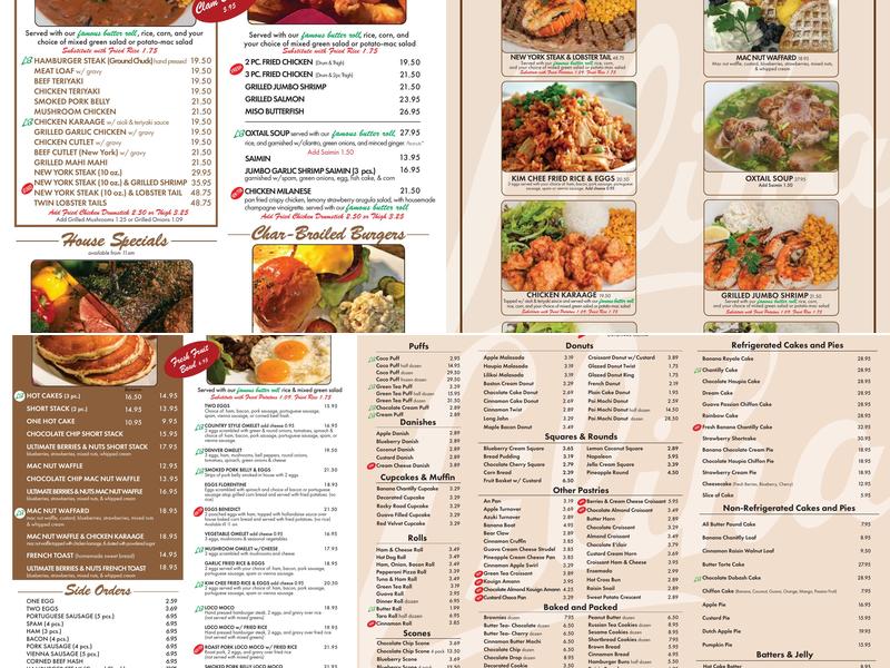 Liliha Bakery Waikiki Menu