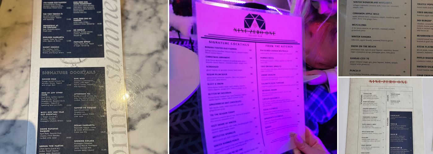 Nine Zero One Rooftop Bar & Lounge Menu