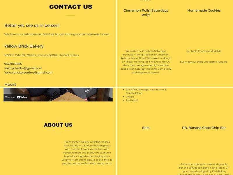 Yellow Brick Bakery Menu