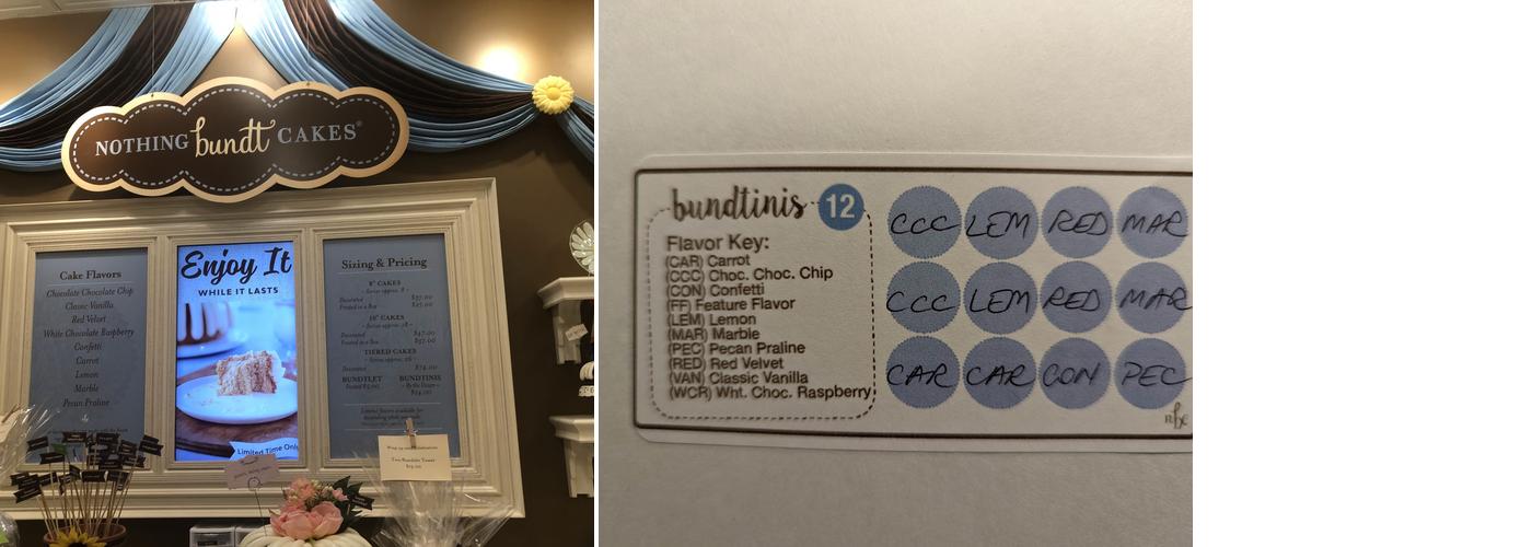 Nothing Bundt Cakes Menu