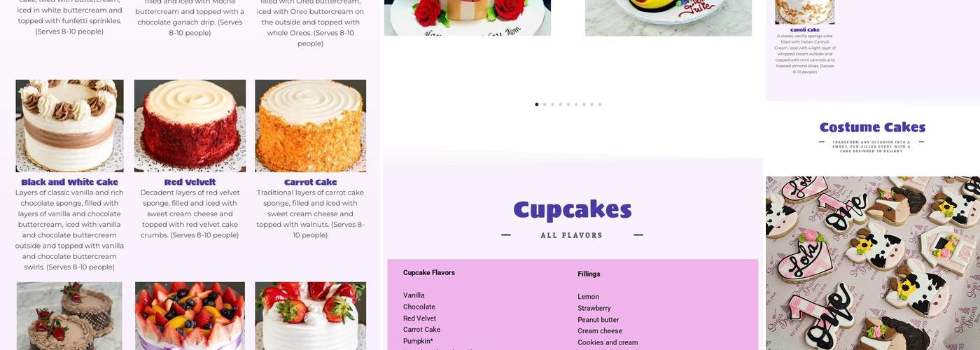 Sugar Dreams Bakery Menu