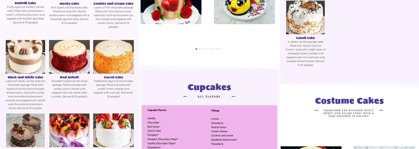 Sugar Dreams Bakery Menu
