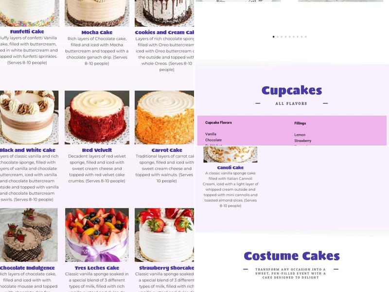 Sugar Dreams Bakery Menu