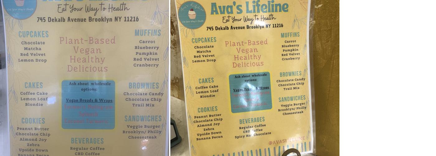 Ava's Lifeline Menu