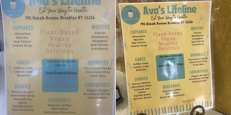 Ava's Lifeline Menu