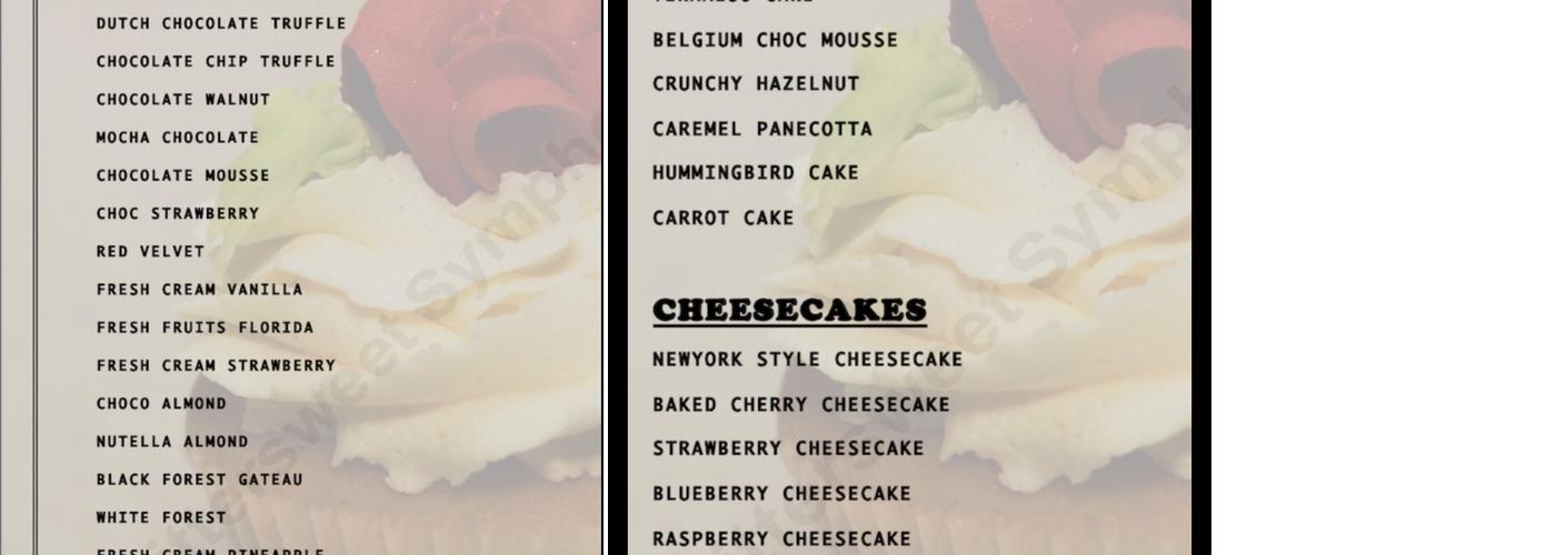 Bittersweet Symphony Menu