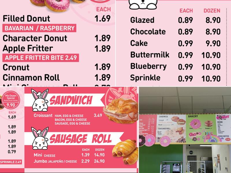 Donuts Bakery Menu