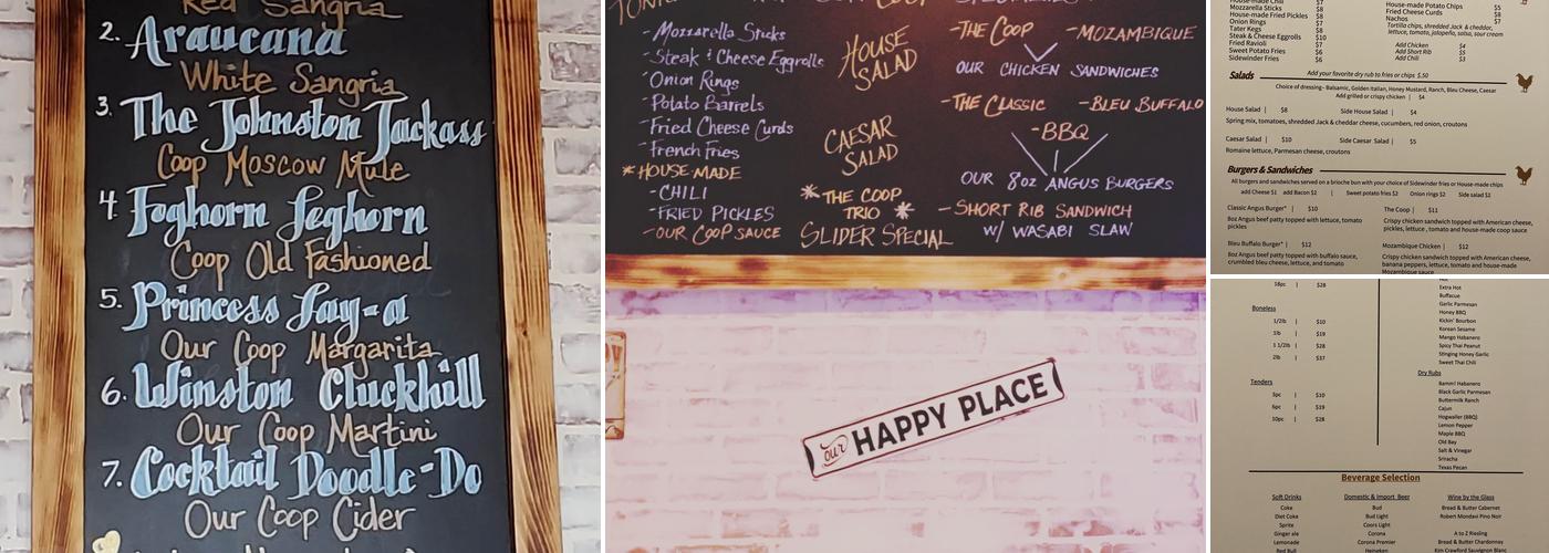 The Chicken Coop Kitchen and Bar Menu