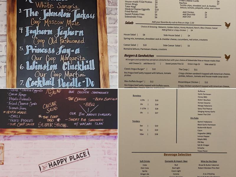 The Chicken Coop Kitchen and Bar Menu