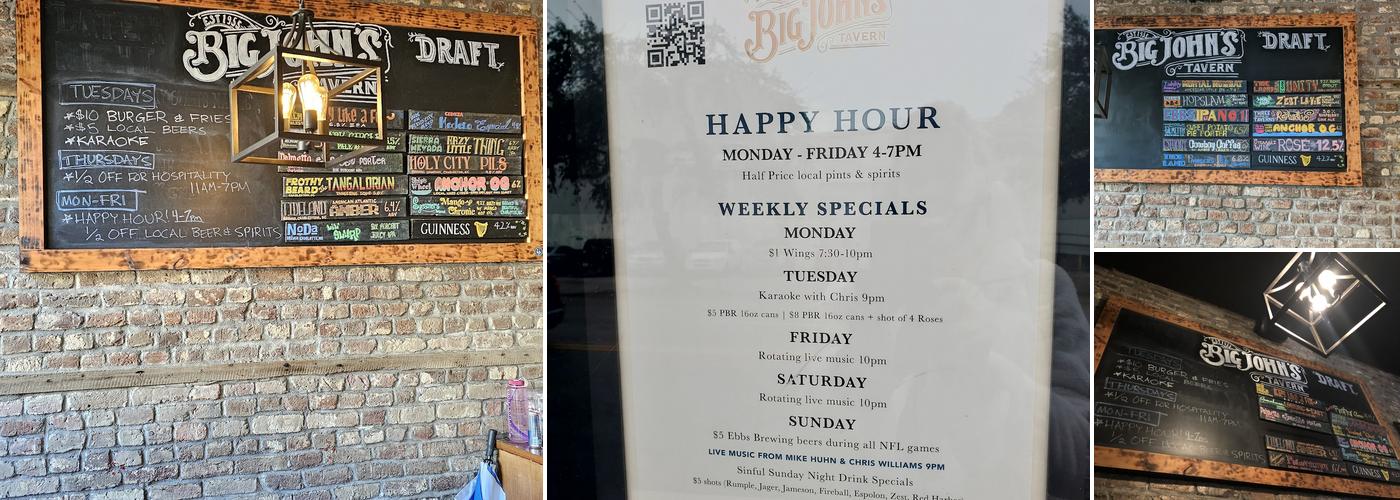 Big John's Tavern Menu