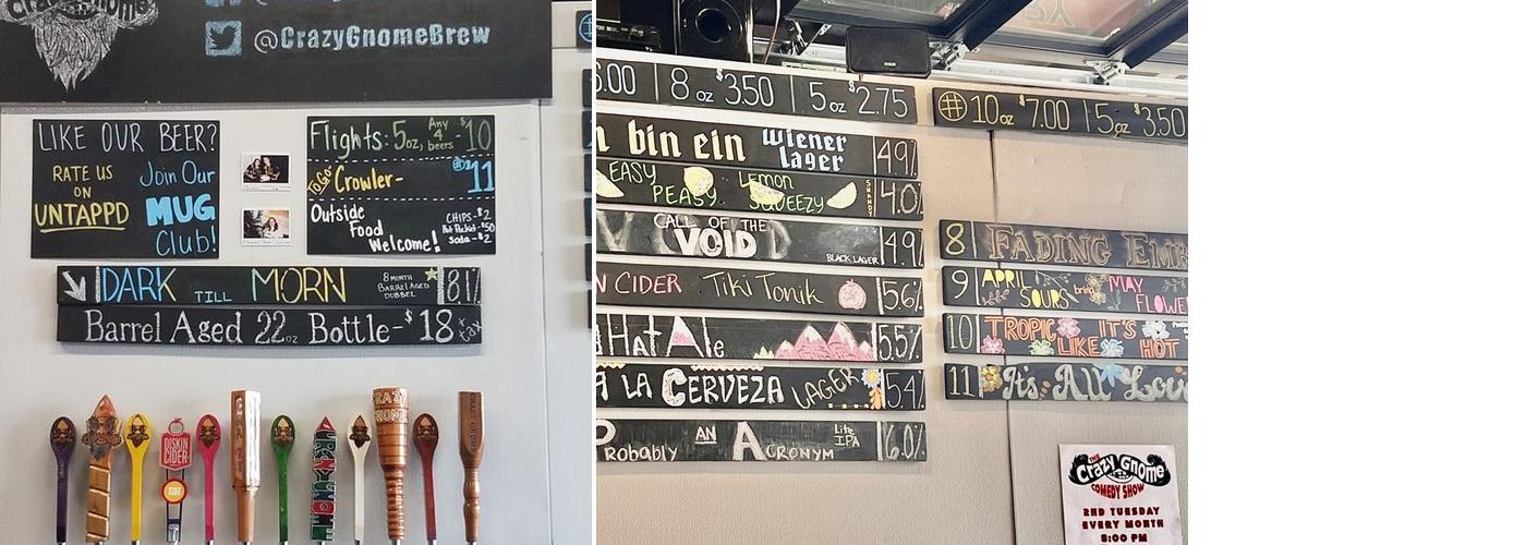 Crazy Gnome Brewery Menu