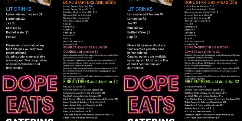 Dope Eats, LLC Menu