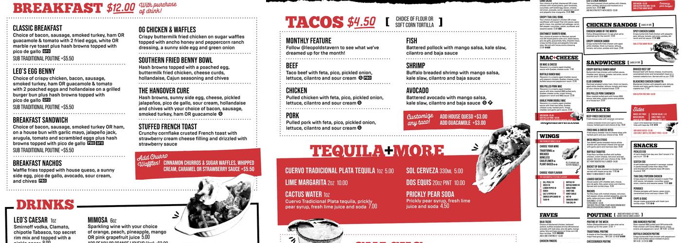 Leopold's Tavern - Victoria Menu