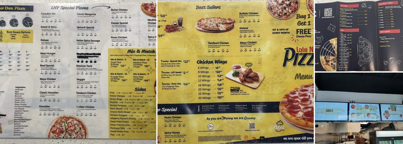 Late Night Pizza Menu