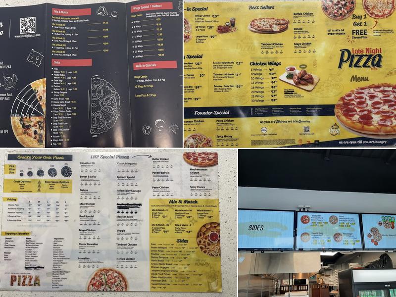 Late Night Pizza Menu