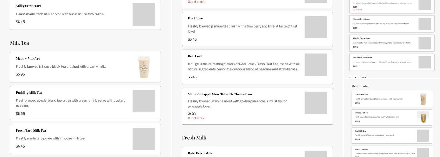 Mellow Tea Studio Menu