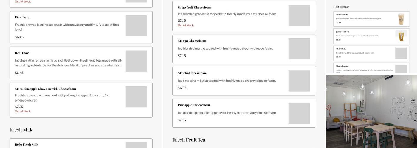 Mellow Tea Studio Menu