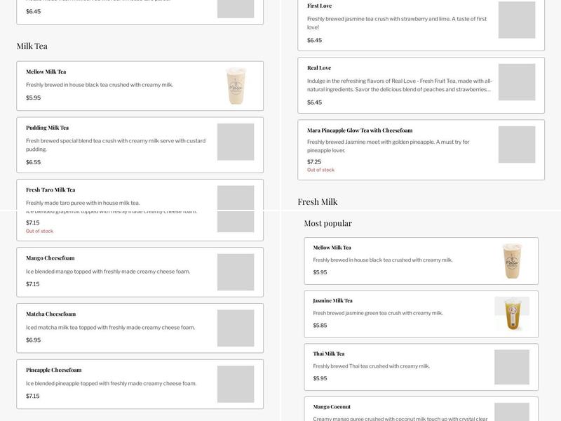 Mellow Tea Studio Menu
