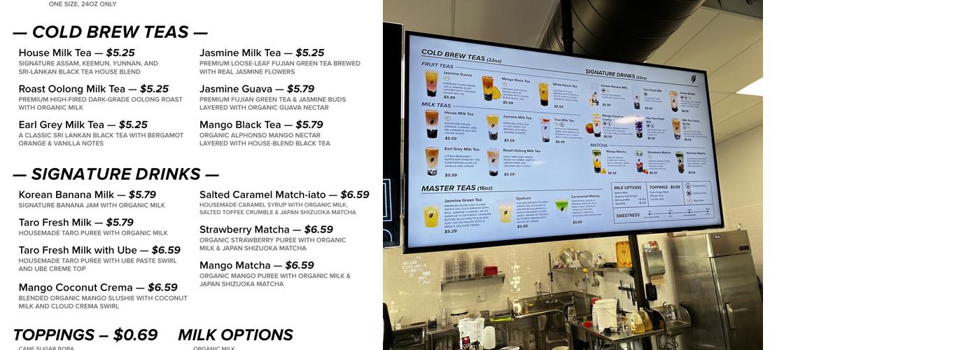 Sequel Cold Brew Tea Menu