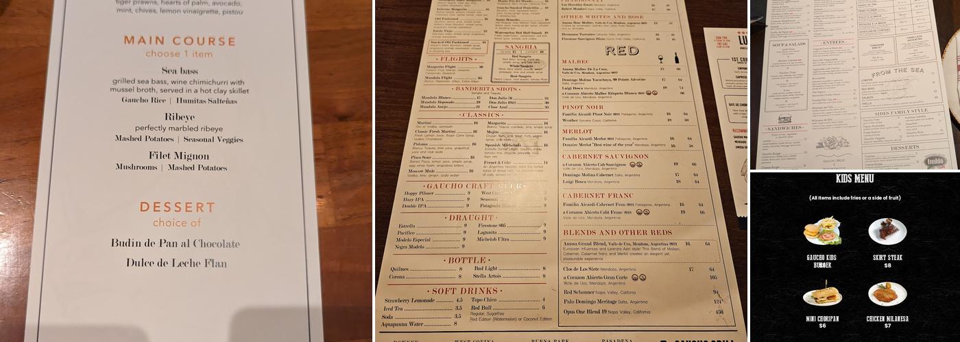 Gaucho Grill Pasadena Menu