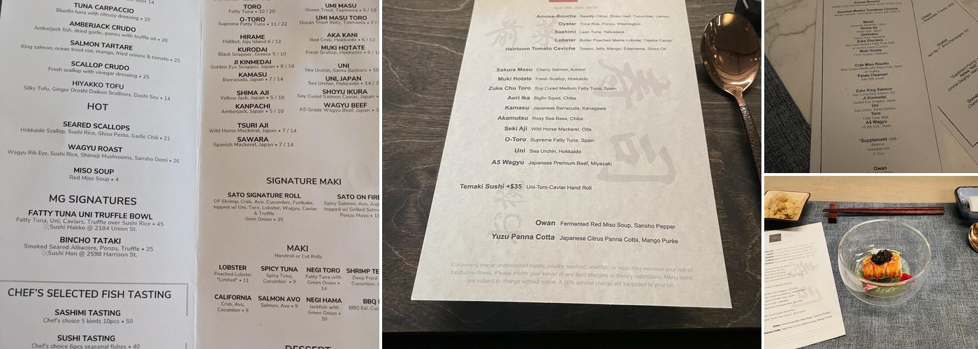 Sushi Sato Menu
