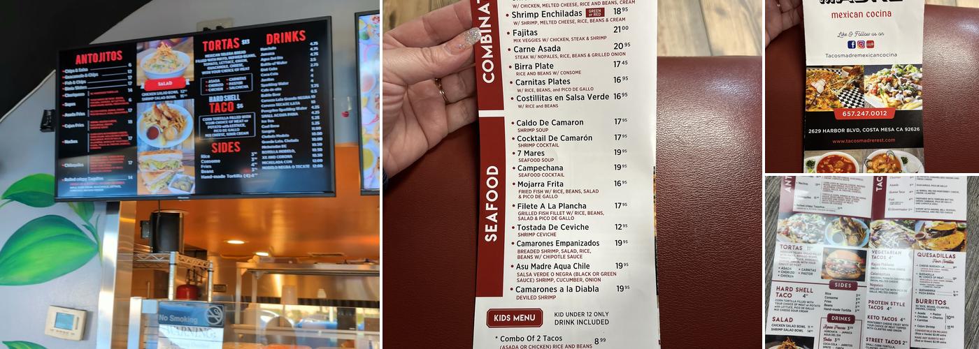Tacos Madre Mexican Cocina Menu