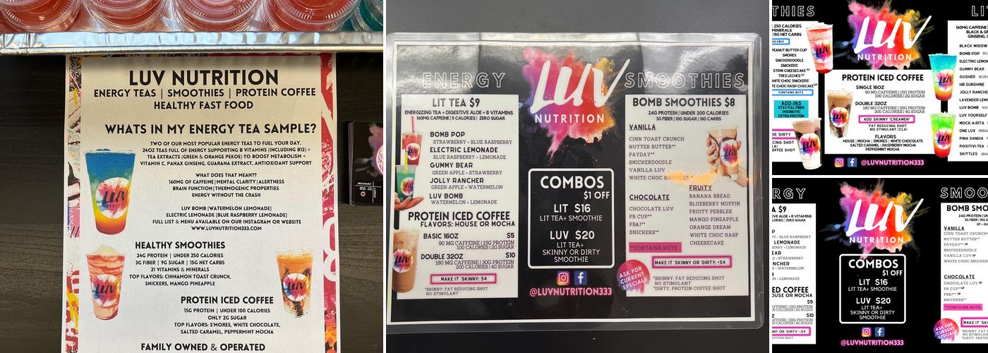 LUV Nutrition Menu