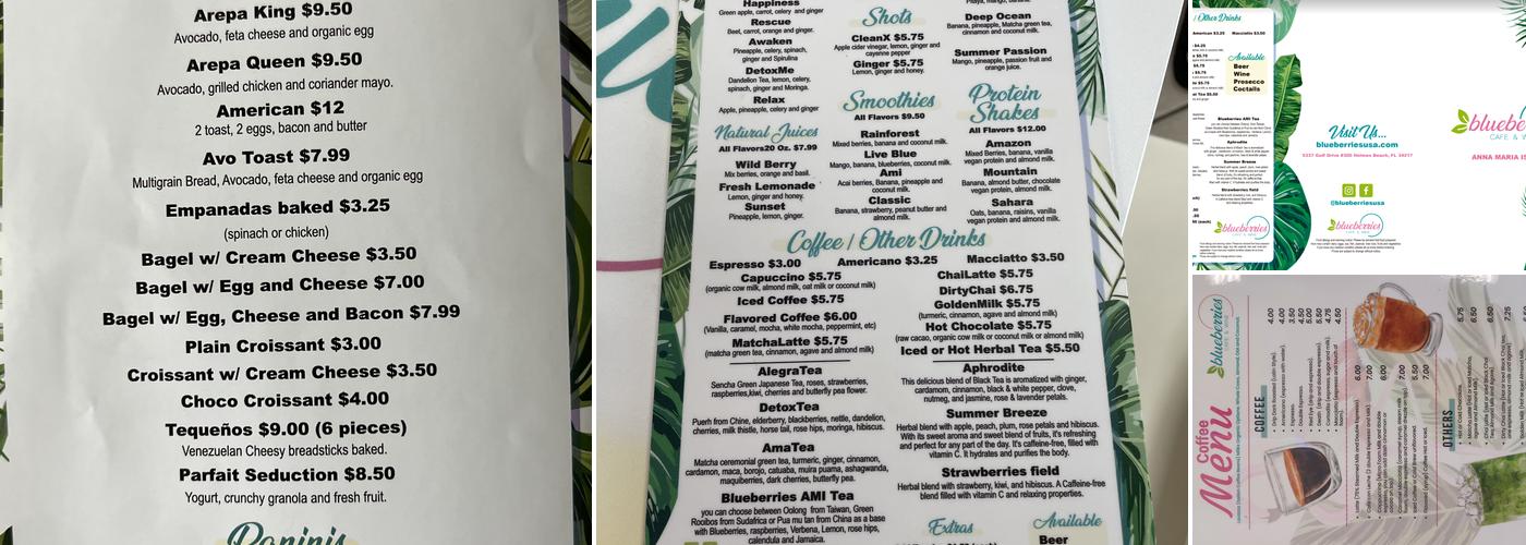 Blueberries Cafe & Wine Menu