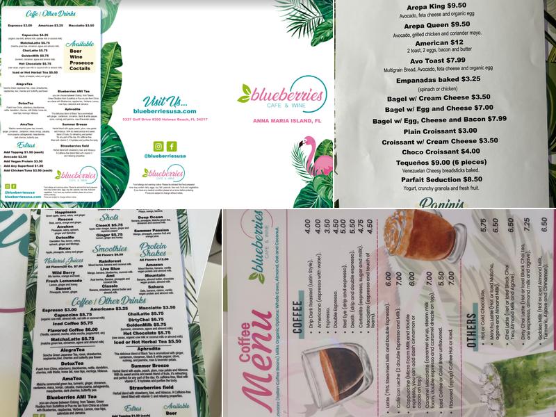 Blueberries Cafe & Wine Menu