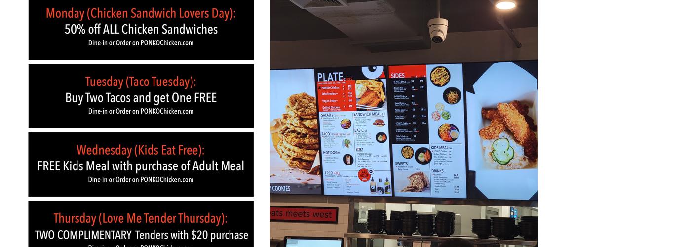 PONKO Chicken Menu