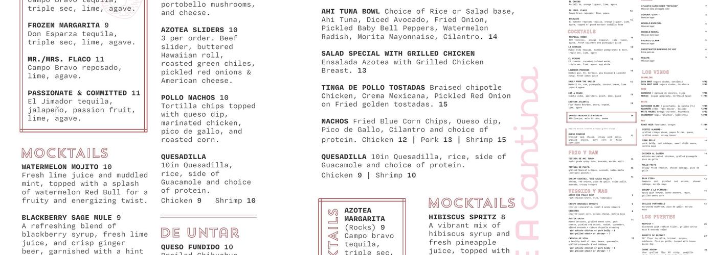Azotea Cantina Menu
