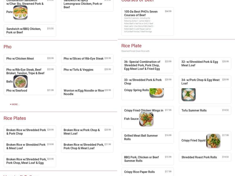 Da Best Pho Vietnamese Noodle House & BBQ Menu