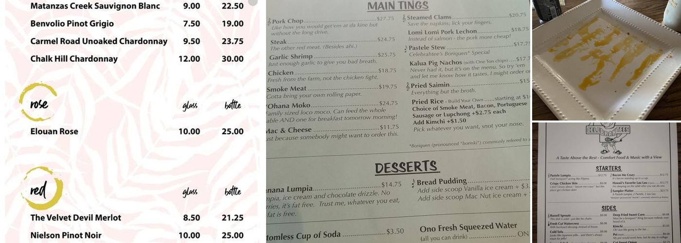 Celebrahtees Menu