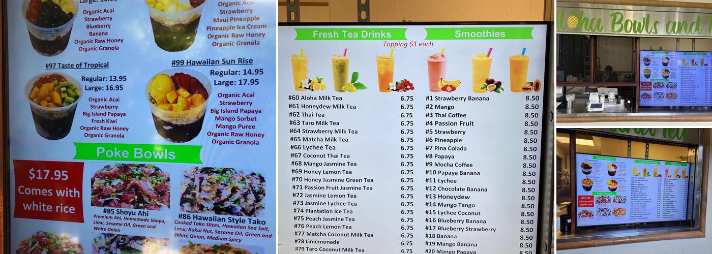 Aloha Bowls and Tea Menu