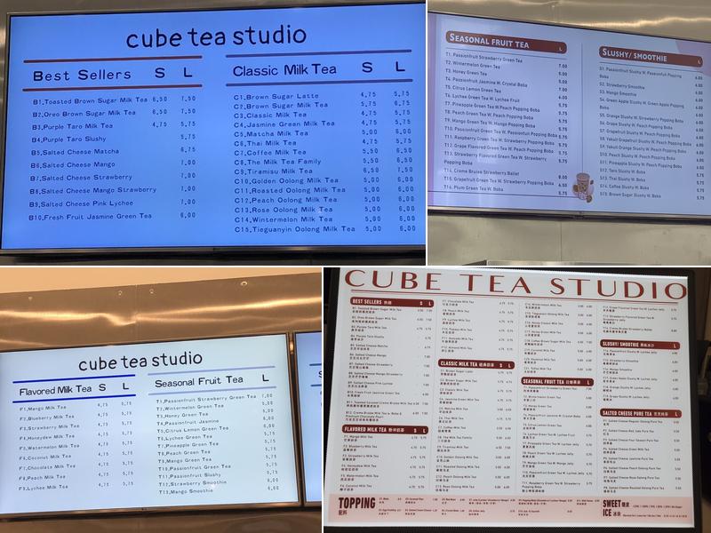 Cube Tea Studio Menu