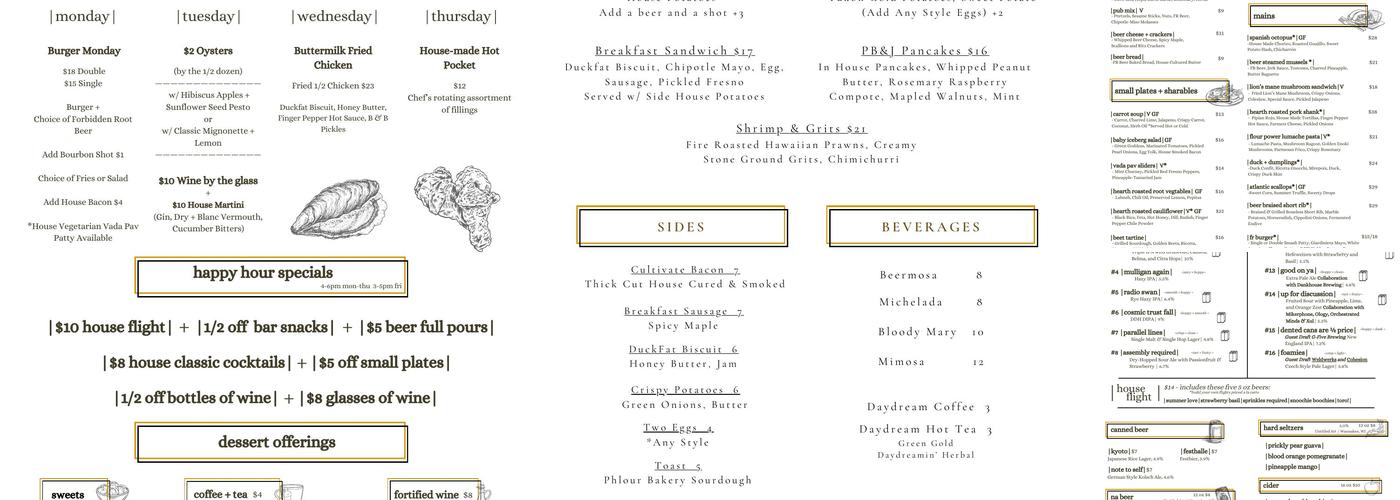 Cultivate by Forbidden Root Menu