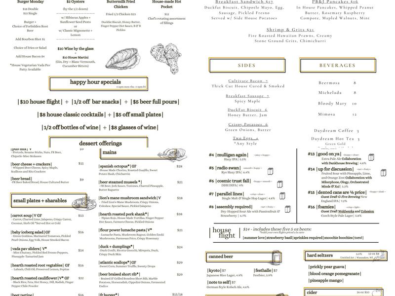 Cultivate by Forbidden Root Menu