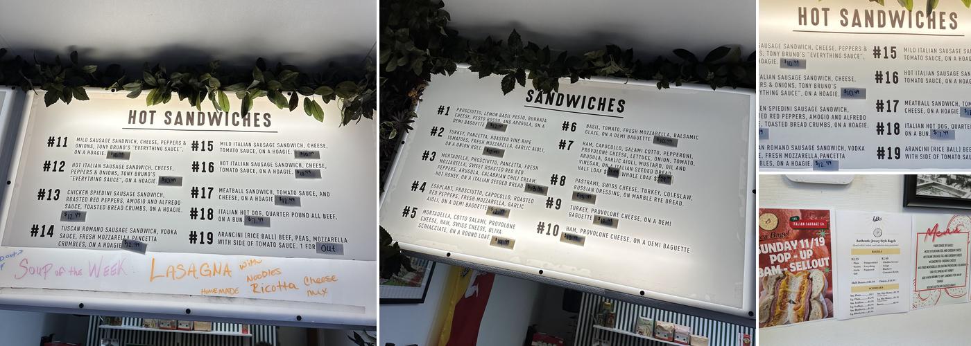 The Italian Sausage Company Menu