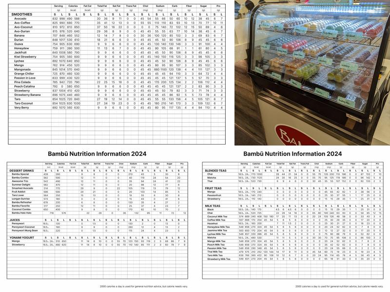 Bambu Desserts & Drinks Menu