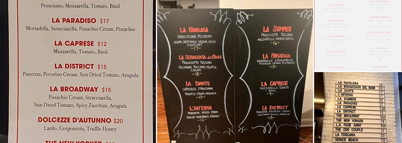 All'antico Vinaio Menu
