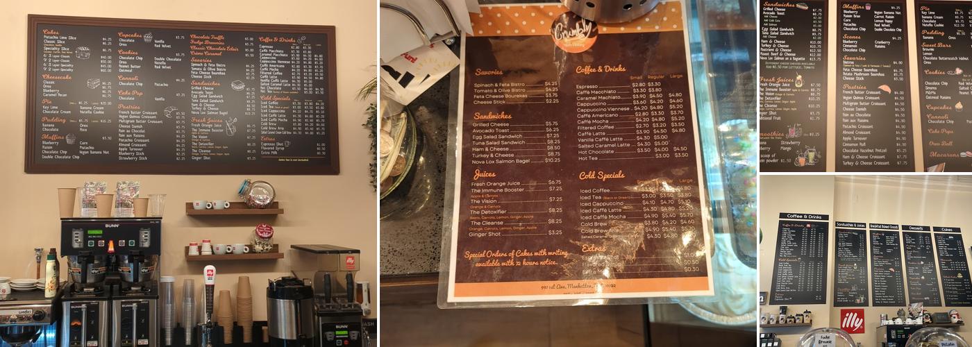 Crumbly Cafe & Bakery Menu