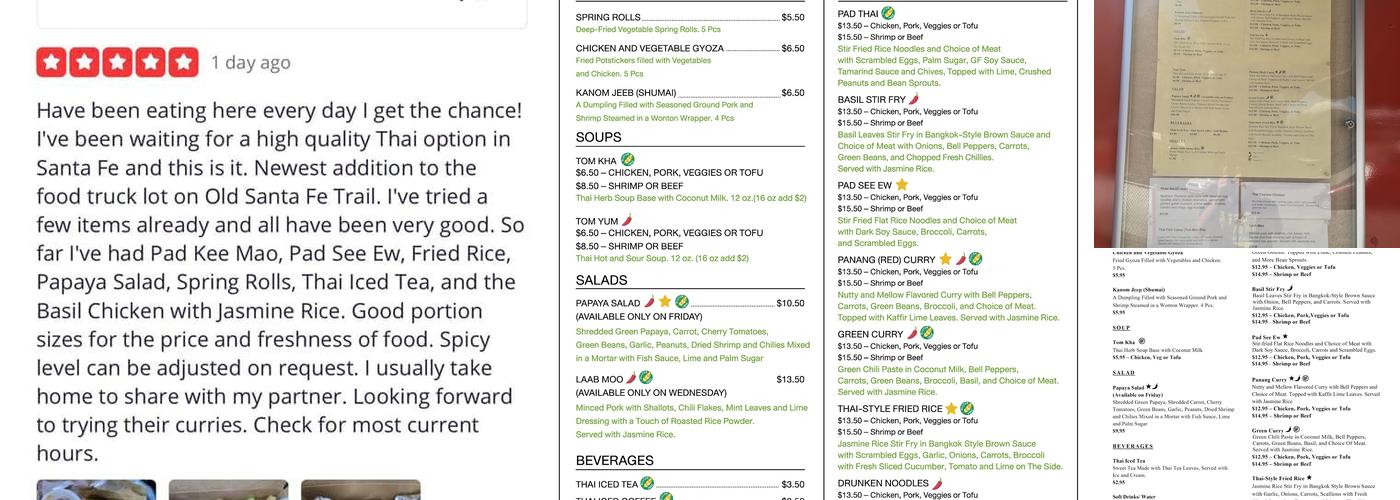 Bo's Authentic Thai Menu