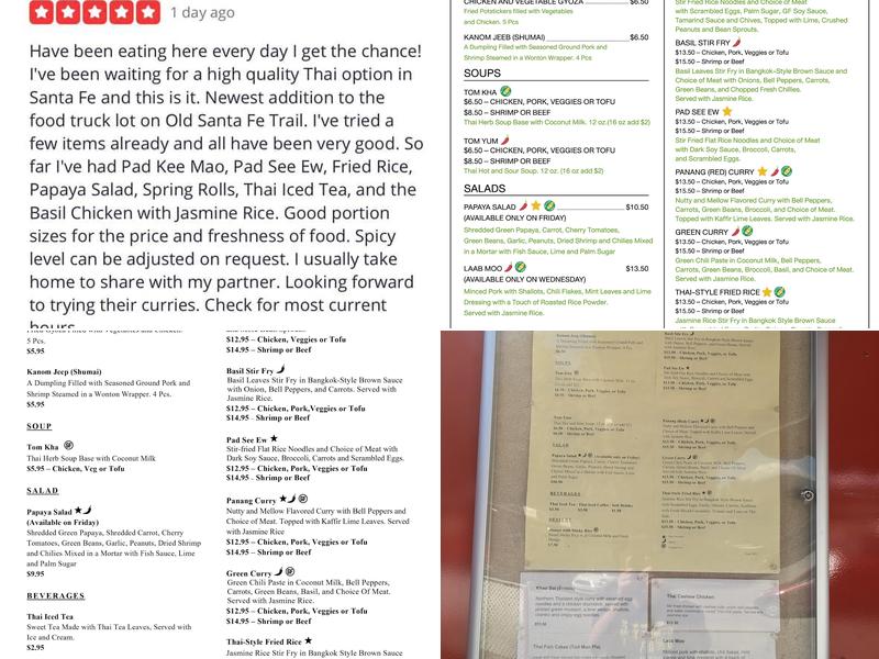 Bo's Authentic Thai Menu