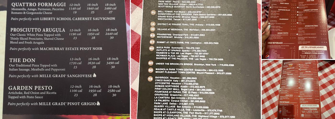 Grimaldi's Pizzeria Menu