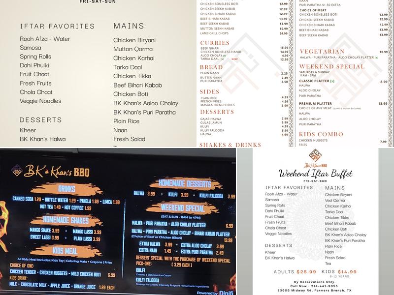BK Khan BBQ Menu