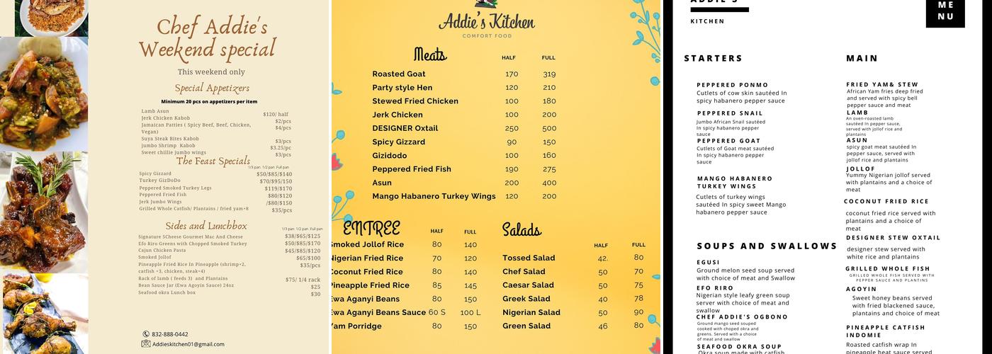 Addie's Kitchen Menu