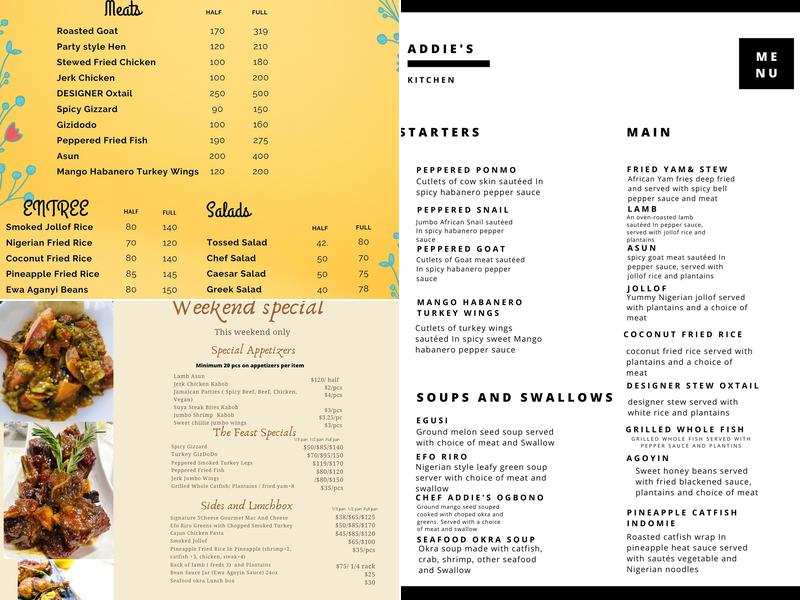 Addie's Kitchen Menu