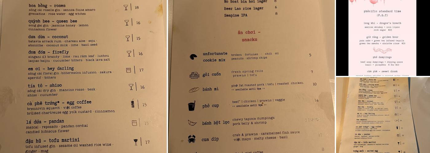 Phocific Standard Time (PST) Menu