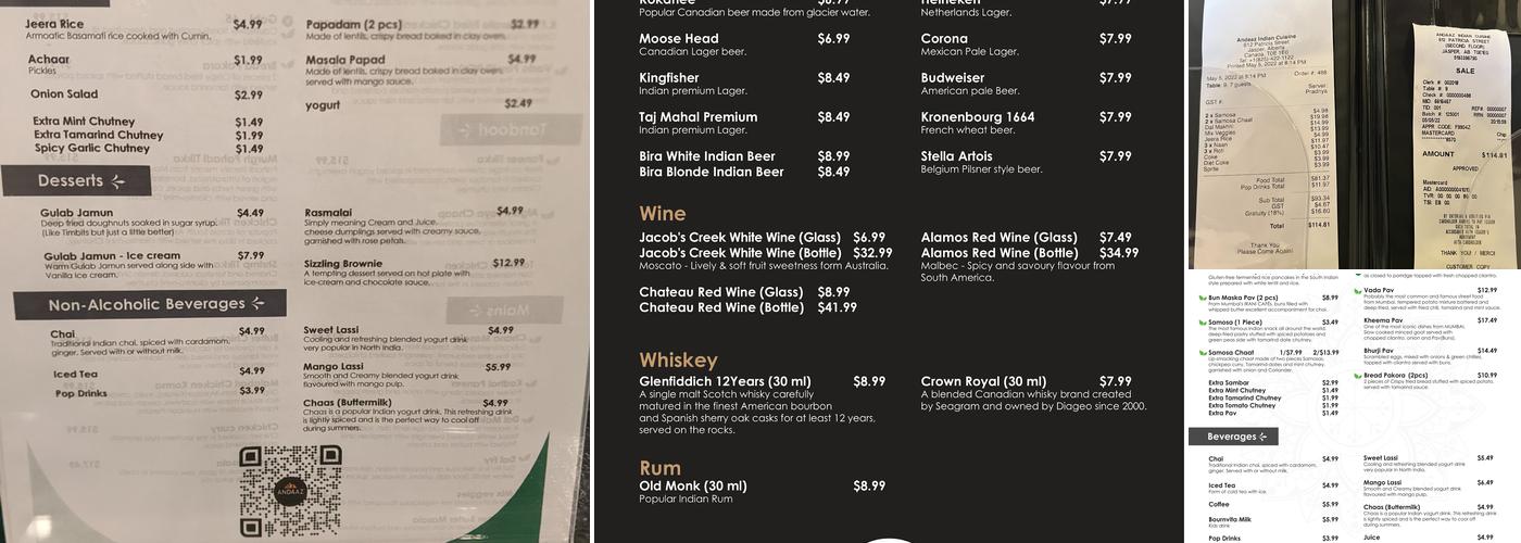 Andaaz Jasper Menu